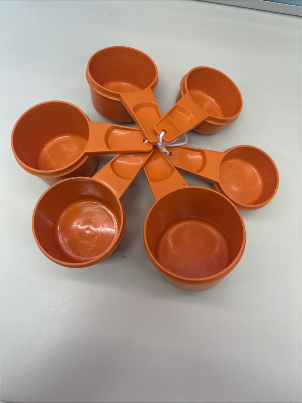 Vintage Orange Tupperware Set of  6 Stacking Measuring Cups